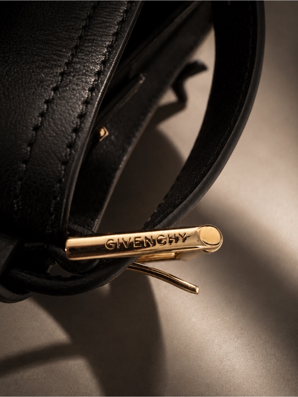 SOLD  Givenchy Small Voyou Bucket Bag Black Shiny Calfskin Leather Gold Hardware - Picture 6 of 17
